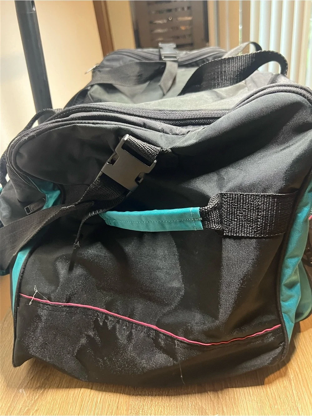 McGregor Black Duffel Bag with Teal and Pink Accents